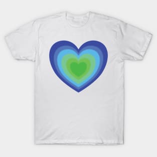 Hearts - concentric heart design blue to green T-Shirt